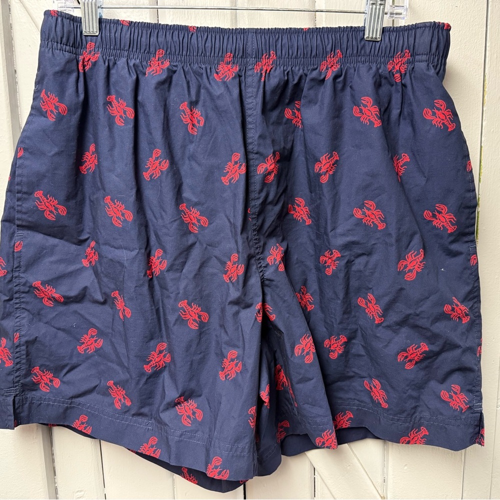 Ralph Lauren Navy Swim Trunks with Red Lobster Design